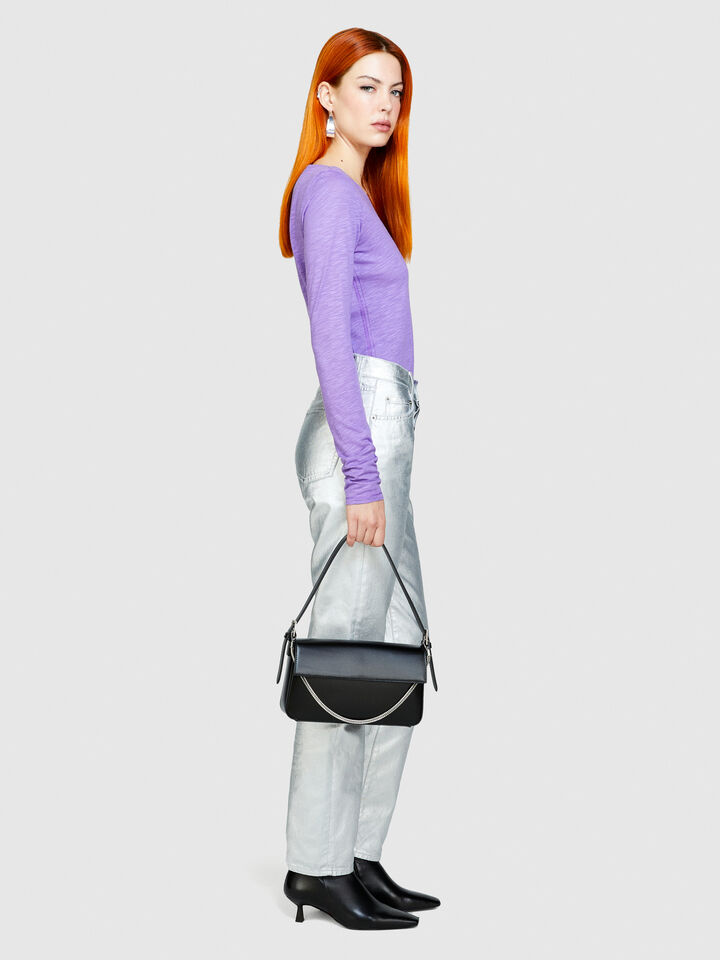 Solid color t-shirt - women's long sleeve t-shirts - Lilac | Sisley image number 2